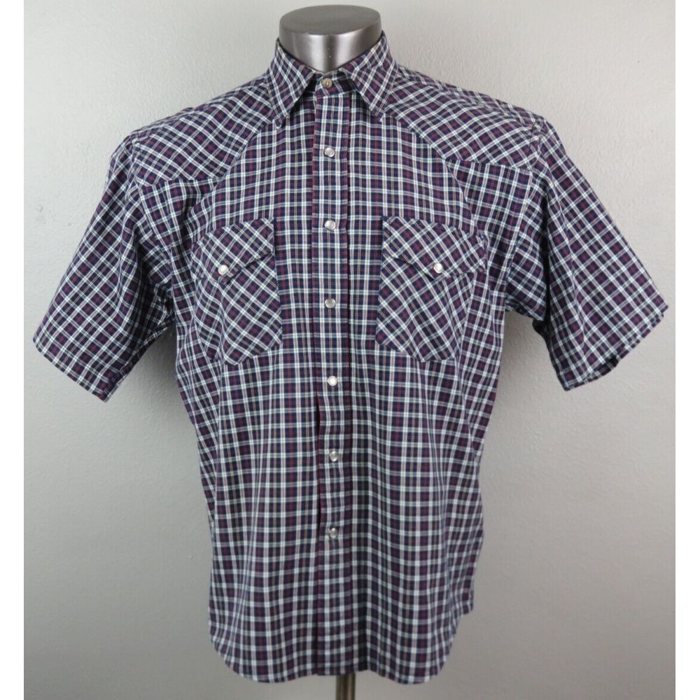 Pendleton Pearl Snap Short Sleeve Button Front Shirt Size M Plaid Vintage Y2K